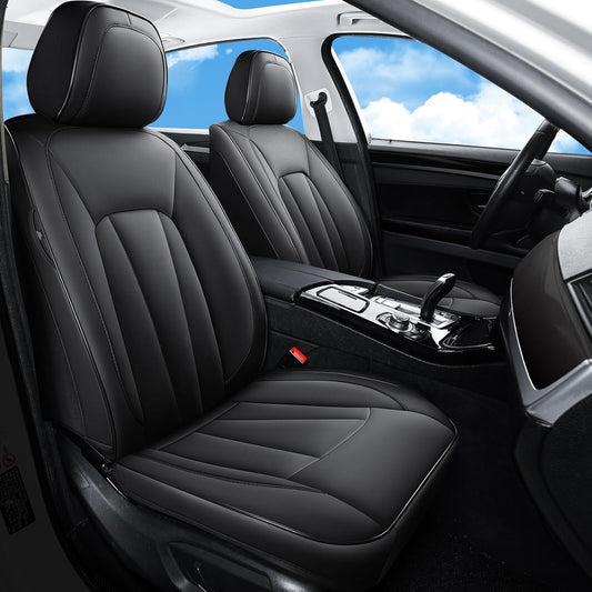 Front Car Seat Covers,Waterproof Leather Car Seat Covers,Comfortable Automotive Seat Protecor Covers,Luxury Breathable Seat Covers for SUV Sedans Pick-up Truck,Black