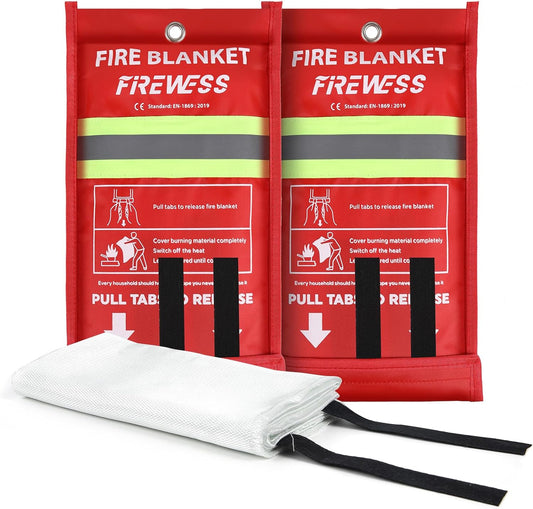Emergency Fire Blanket, 2 Pack Fiberglass Flame Retardant Fire Blankets Emergency for Home, Kitchen, Car, Office, Grill, 39.4X 39.4inch Fire Extinguisher Blanket