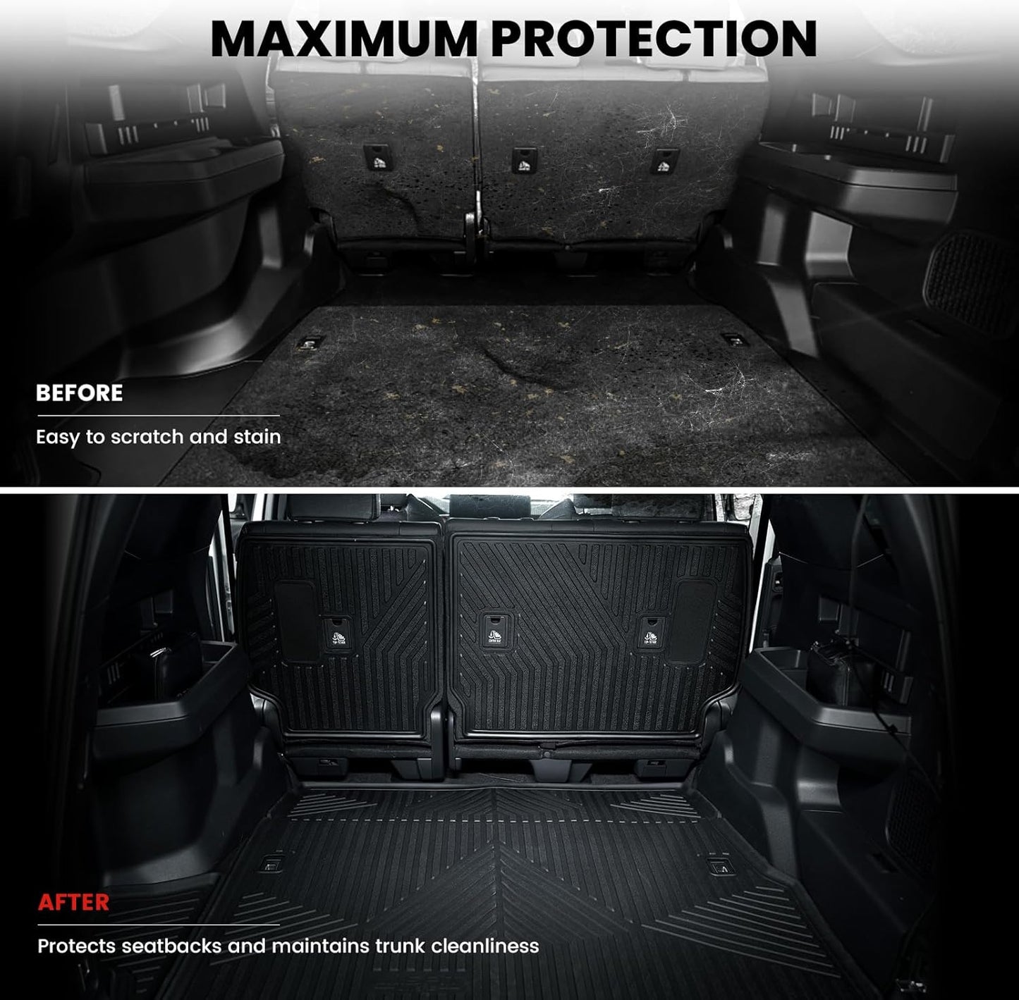 LASFIT Trunk Mat&Backrest Mat for Toyota 4Runner 2025(Only Fit 5 Seats), All Weather TPE Custom Fit Cargo Liner for 4Runner SR5/TRD/Limited 6th gen 4 Runner Cargo Mat, Black