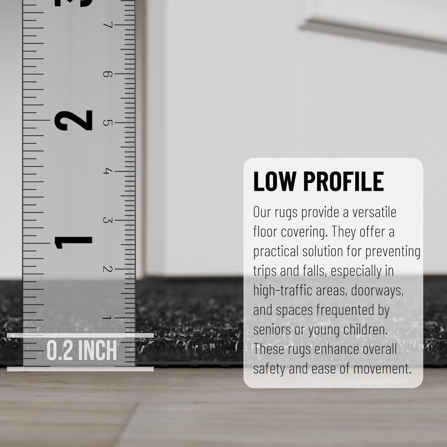 Ottomanson 2' x 19' Hallway Runner with Scraper Pile Extra Durable Non-Slip Rug Mat for Indoor & Outdoor Use - Ideal for Kitchen, Entryway, Patio & Garage - High-Traffic Carpet, Black