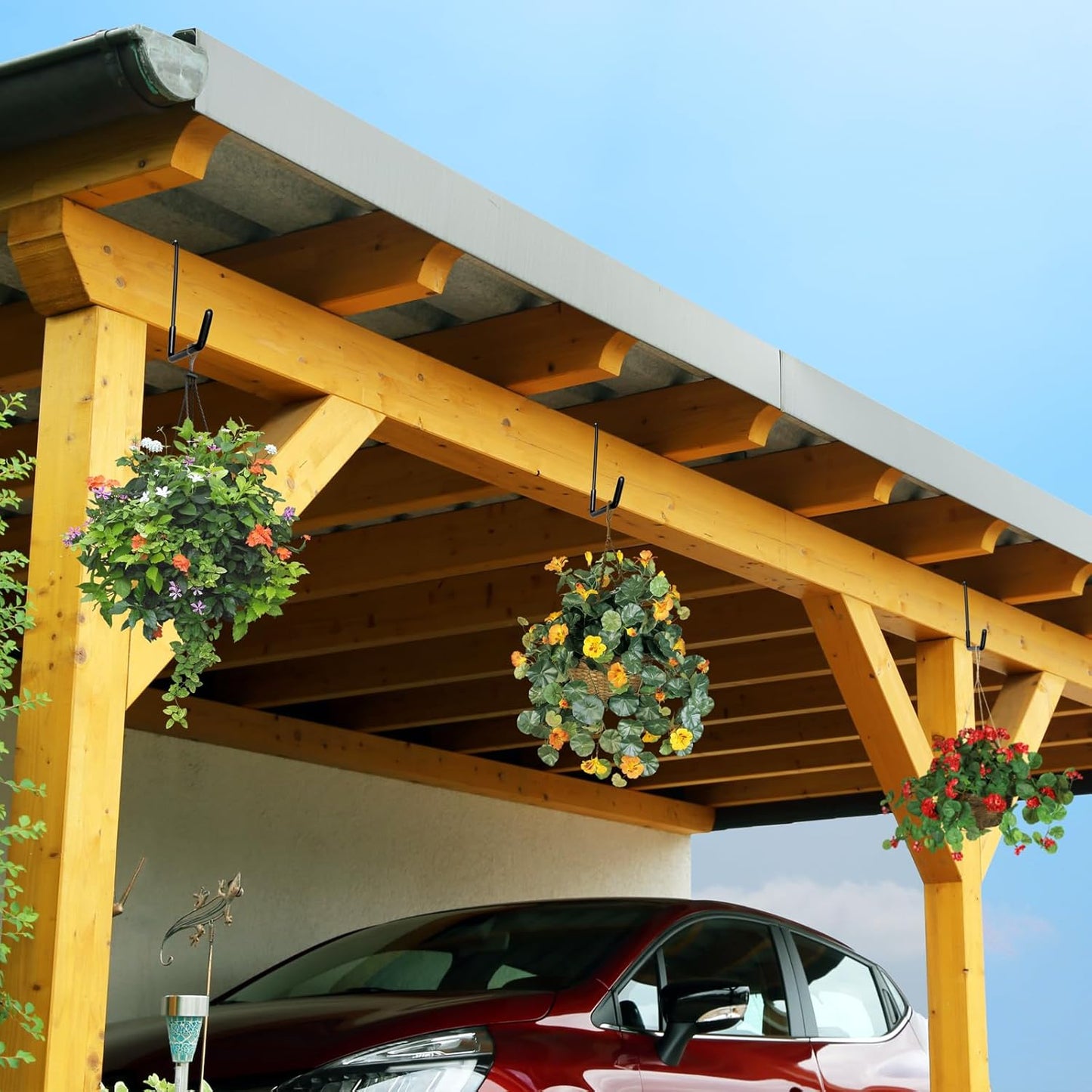 Rafter Hanger Hook Garage Bike Hooks Ladder Hanger Large S Hooks for Hanging,with Non Slip Coating,for Organizing Bulk Items,Ladders,Bikes,Ropes and More Equipment (6, Black)