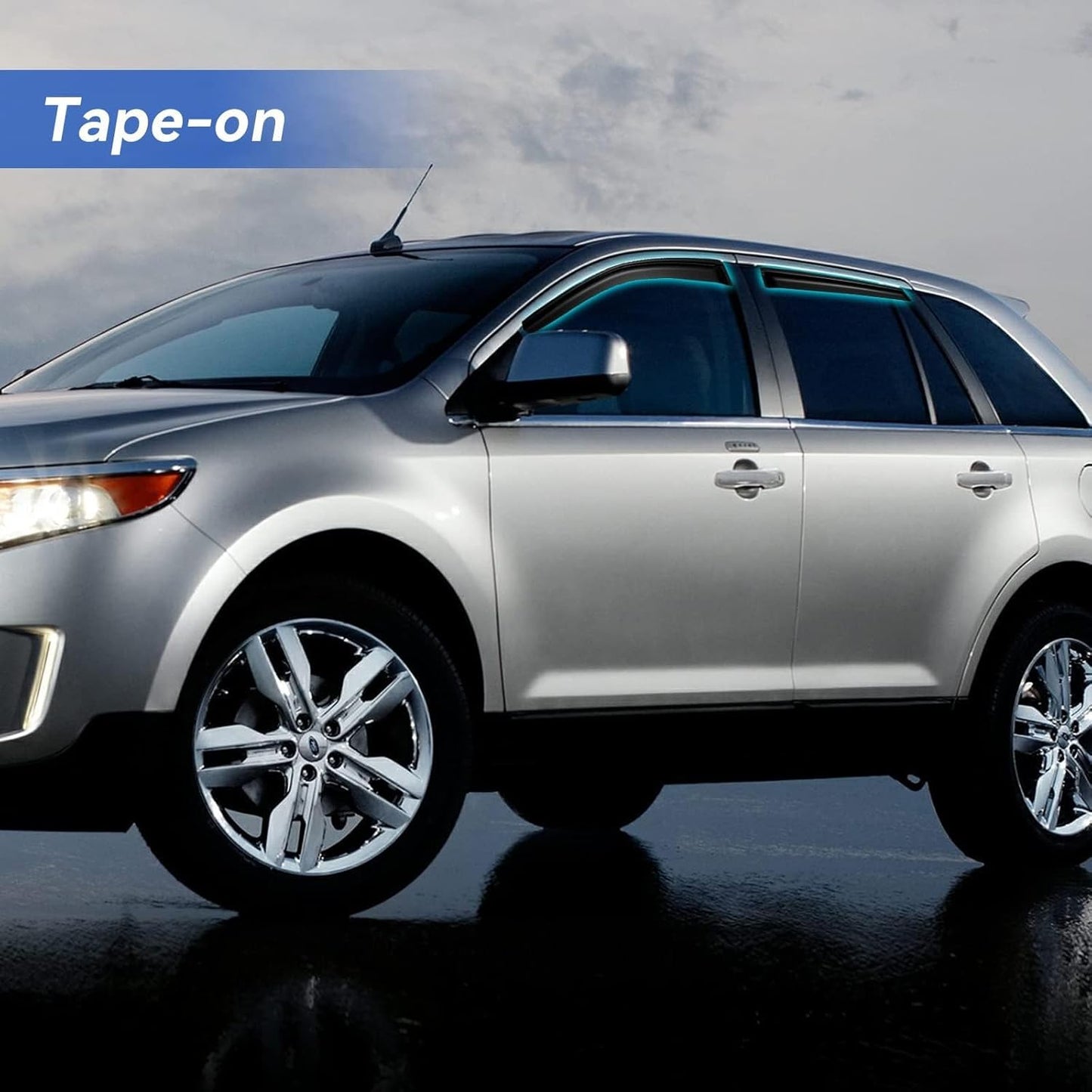 Window Visors Rain Guards for 2007-2014 Ford Edge, Out-Channel Window Vent Wind Deflectors Visors Shades for 2007-2015 Lincoln MKX