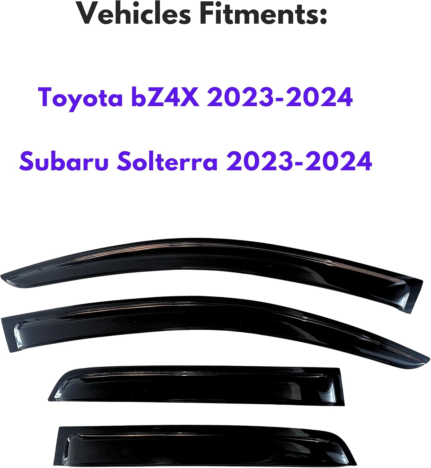 KPY Window Visor Compatible with Toyota bZ4X 2023-2024, 4PC Rain Guard Side Window Vent Deflectors Tape-On Style, 2023 2024