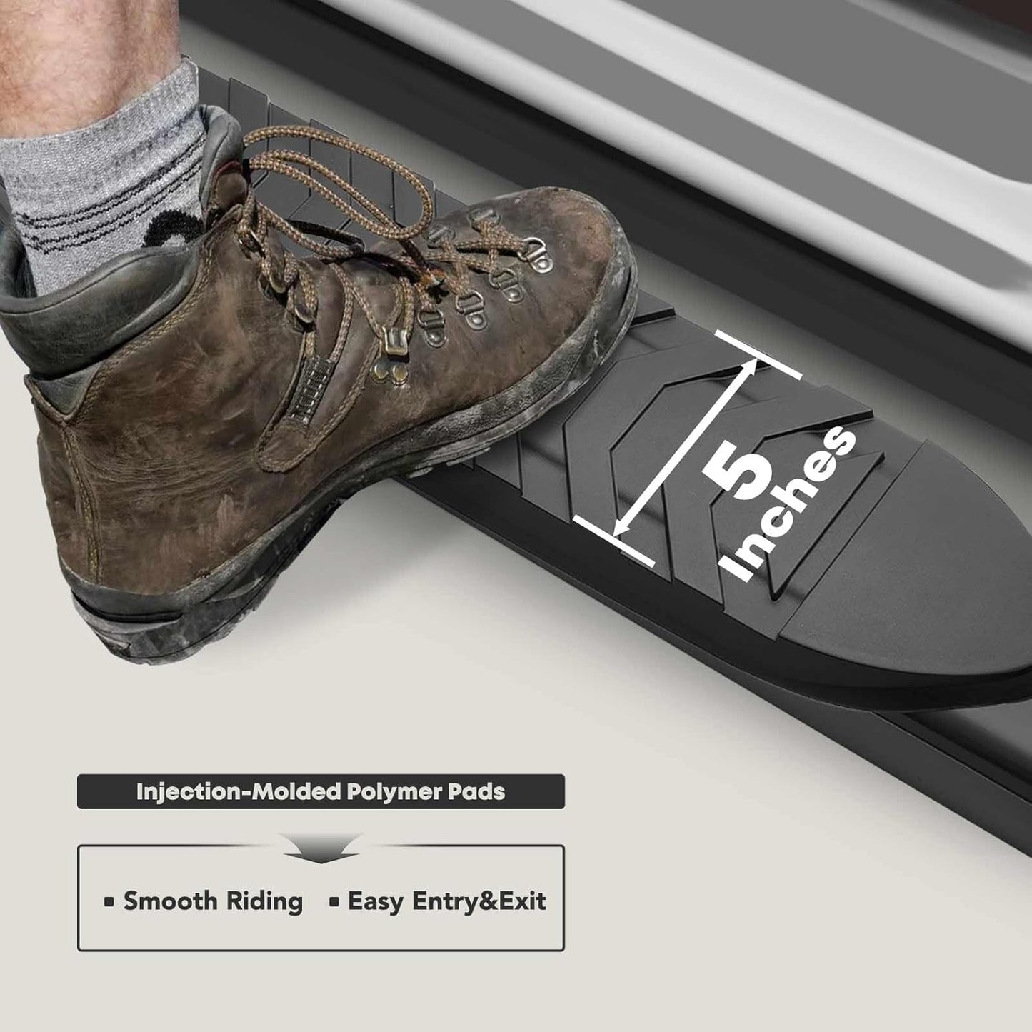 YHTAUTO 5 Inch Running Boards Side Steps Fit Chevy Silverado & GMC Sierra 1500/2500 HD/3500 HD 2019-2024, Crew Cab, Oval Bent Ends Carbon Steel Black Powder, Wheel to Wheel Truck Cab Side Step Rails