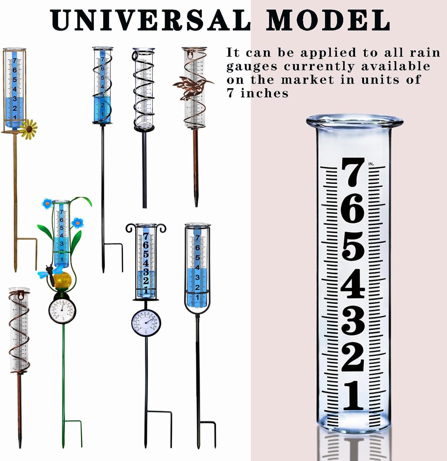 7 Inch Plastic Rain Gauge Replacement Tube, Upgrade Freeze Proof Outdoor Rain Gauges Replacement Plastic Tube for Garden Yard Lawn, Crack Resistance Tube Best Rated, 2 pcs Tubes with 1 Clean Brush