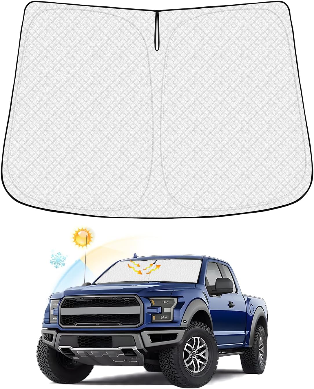 Windshield Sun Shade for Ford F-150 2015-2020 F150 Thicken 6-Layer Foldable Front Window Sunshade Sun Visor Protector Block UV Rays Keep Vehicle Cool