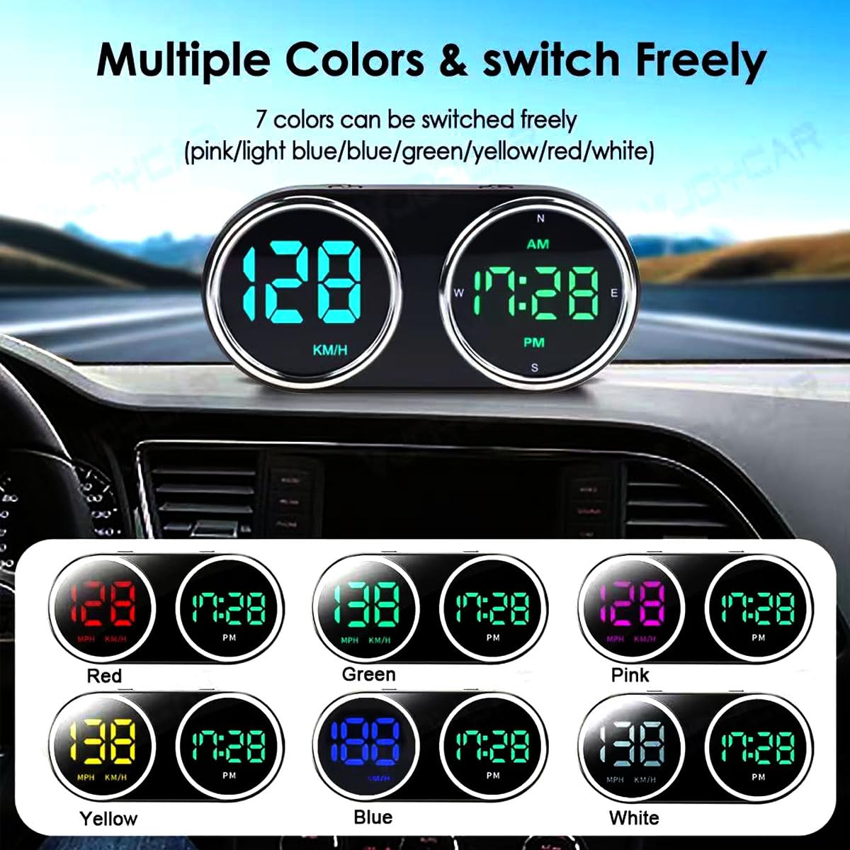 GPS Heads Up Display for Cars Digital Dashboard Speedomete with MPH/KMH, Universal HUD Display Car with 2M USB Cable and Clock, QC3.0 Fast Charger, Plug & Play for Car Boat Truck Motor SUV Golf Cart