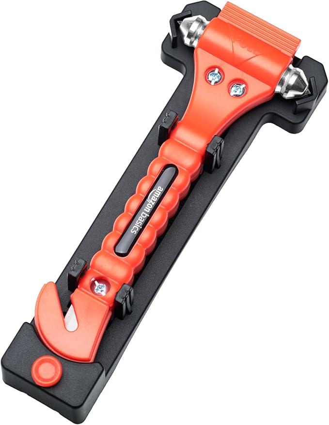 Amazon Basics Emergency Seat Belt Cutter and Window Hammer Tool, Car Accessories, 2 Pack, SW-835