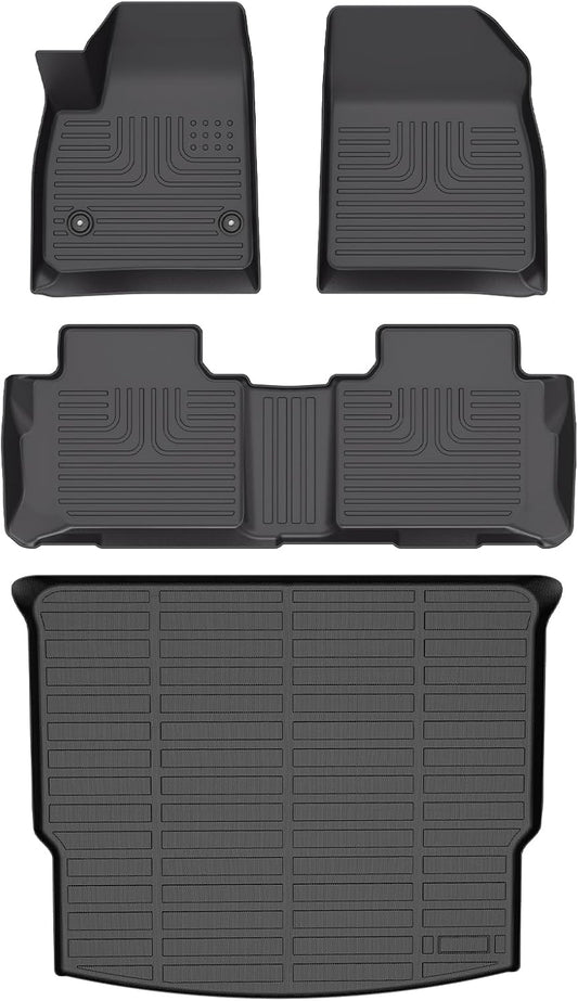 Wayhigh-All Weather Floor Mats & Cargo Liner Set for 2019-2024 2025 Chevy Blazer,Custom Fit TPE Heavy Duty Car Mats Chevy Blazer Accessories- Black