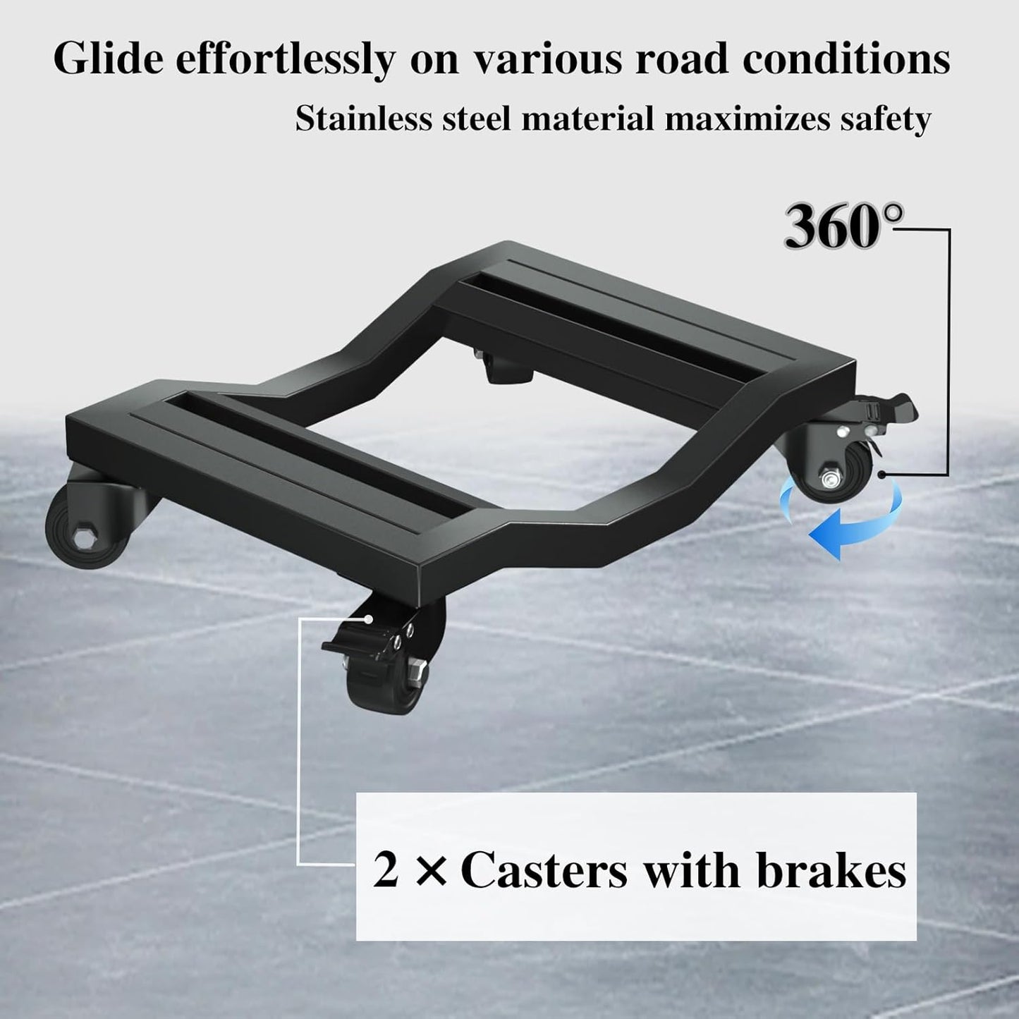 I'EZONK Industrial Stainless Steel Car Dolly Set of 2-6,800lb/3,084kg Capacity | Pro Vehicle Mover w/Locking Brakes | U-Shaped Design for Cars/SUVs/Trucks & Trailers