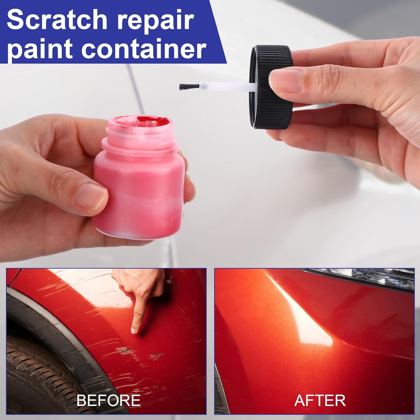 Maxcheck 60 Pcs Empty Touch Up Paint Bottles Container 1oz 30ml Reusable Small Paint Bottles with Brush Applicator and Mixing Ball for Fix Chips Scratches Auto Car