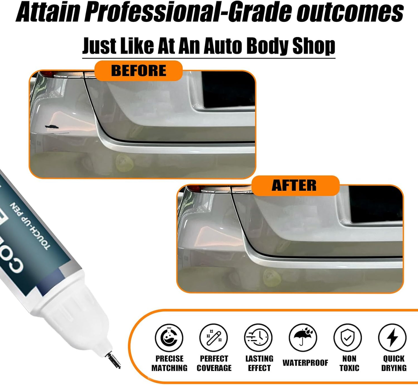 1D4 Pewter Metallic Touch Up Paint for Toyota, Car Paint Pen Scratch Repair Two-In-One Touch Up Paint, Premium Car Scratch Remover for Deep Scratches