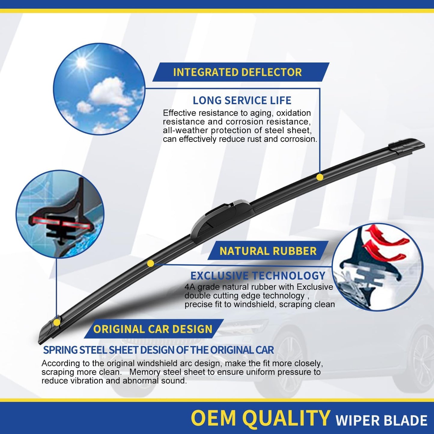 3 wipers Replacement for 2018 2019 2020 2021 2022 2023 Nissan Kicks Windshield Wiper Blades Original Equipment Replacement - 26"+16"+12" (Set of 3) U&J HOOK