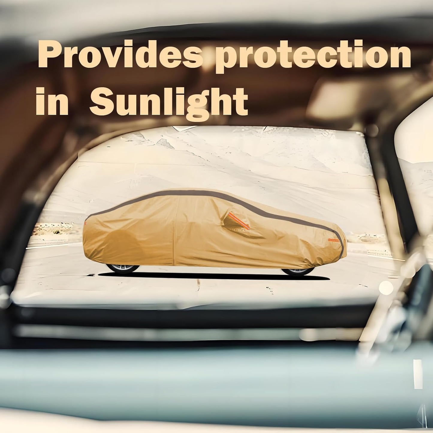 Car Cover Waterproof All Weather Compatible with Jeep Grand Cherokee, Outdoor Anti-UV Sun Rain Protection Full Exterior Cover (Camel with Brown)