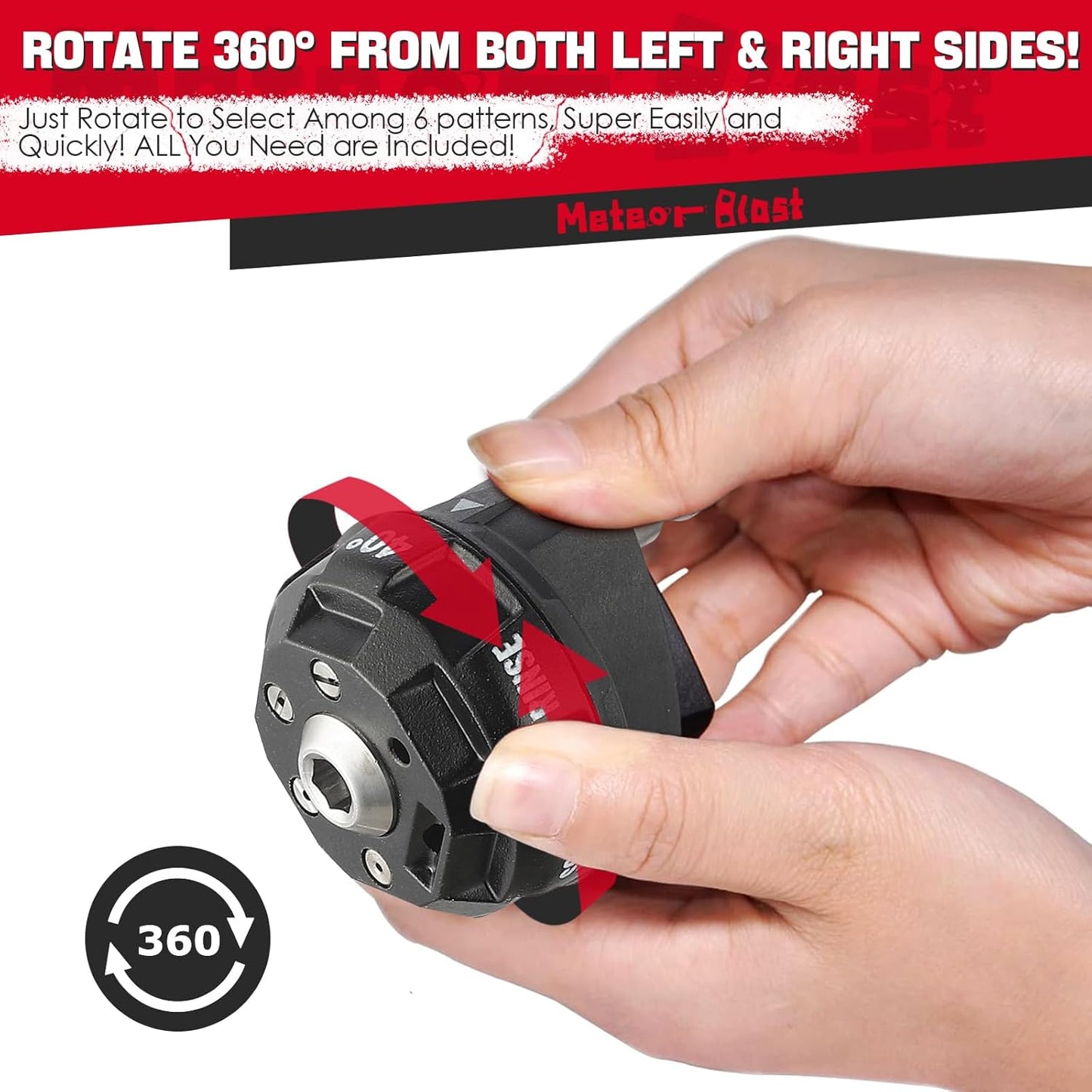 Meteor Blast Pressure Washer Nozzle, 6-in-1 Quick Change over and Adjustable, Power Washer Tips Replacement with 1/4 inch Quick Connector, MAX 4500PSI for Pressure Washer