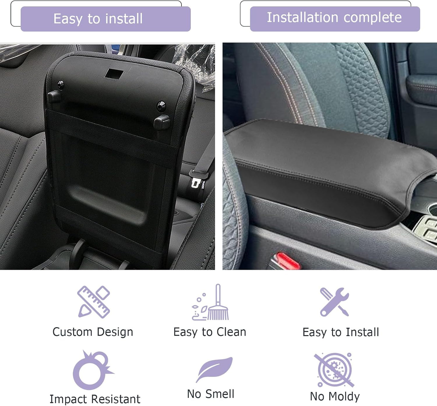 LUWU Center Console Cover Compatible with 2023 2024 2025 Honda Pilot & 2024 2025 Ridgeline & 2024 2025 2026 Honda Passport Accessories Armrest Console Cover Interior Accessories Leather (Thin Black)