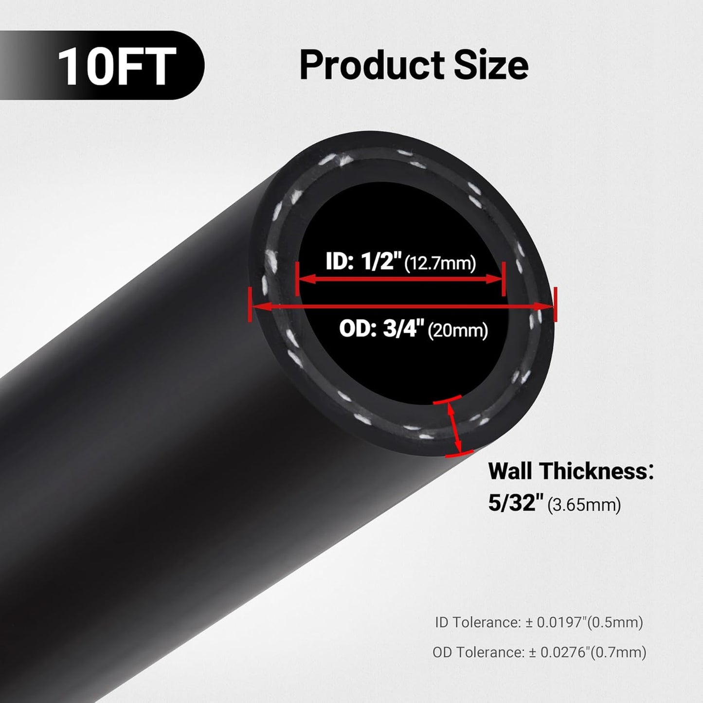 EVIL ENERGY 1/2" Heater Hose Coolant Radiator Straight 100PSI SAE 20R3 10FT Black