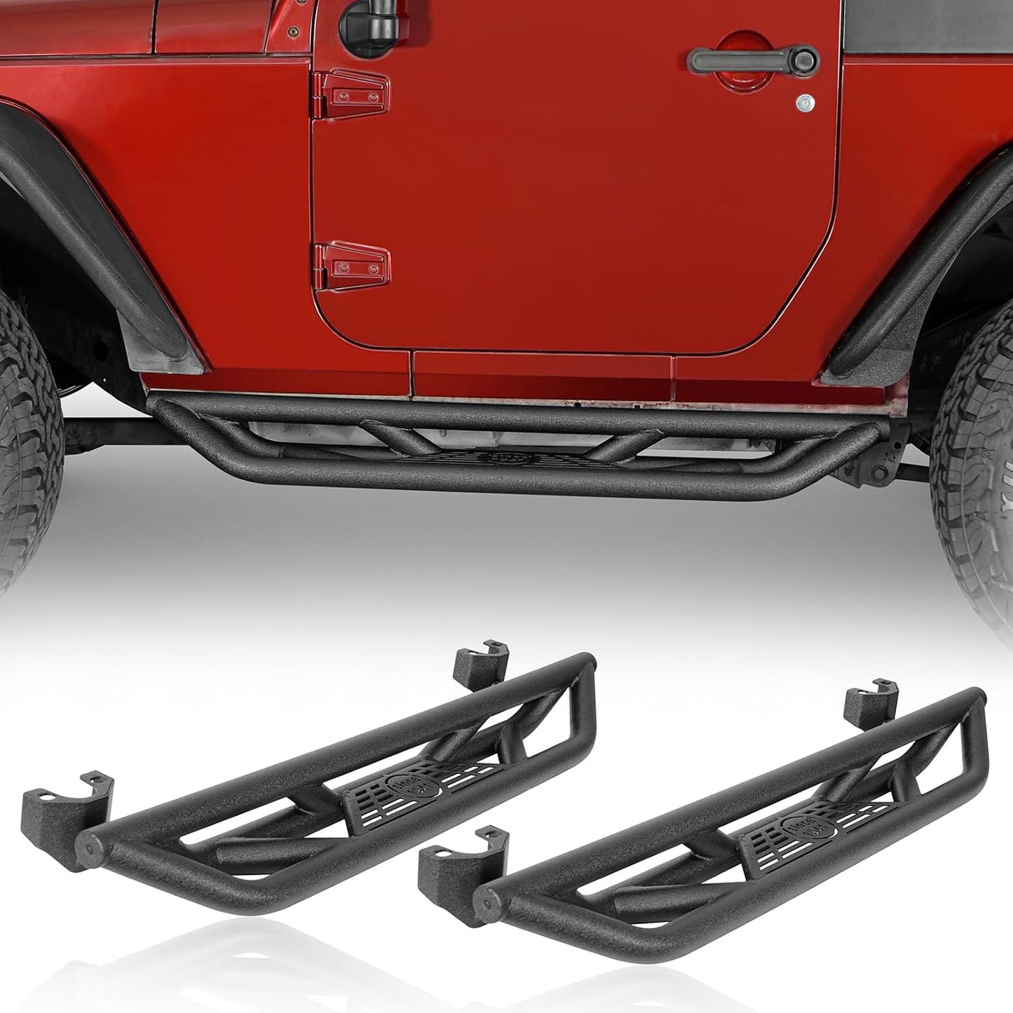 u-Box JK 2-Door Side Steps Running Boards, Drop Tubular Nerf Step Bars w/Non-Slip Pad for 2007-2018 Jeep Wrangler JK 2-Door