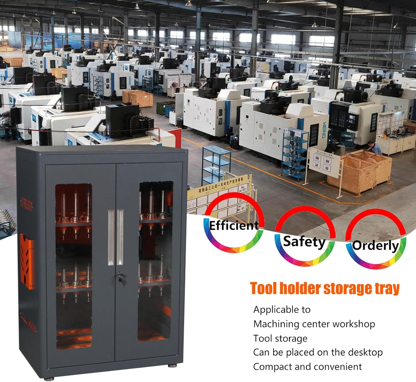 CNC Tool Storage Rack Organizers, Large Capacity CNC Tool Storage Cabinet with Lock, Suitable for Various Types of CNC Tool Holder Keeper for Warehouse Workshop
