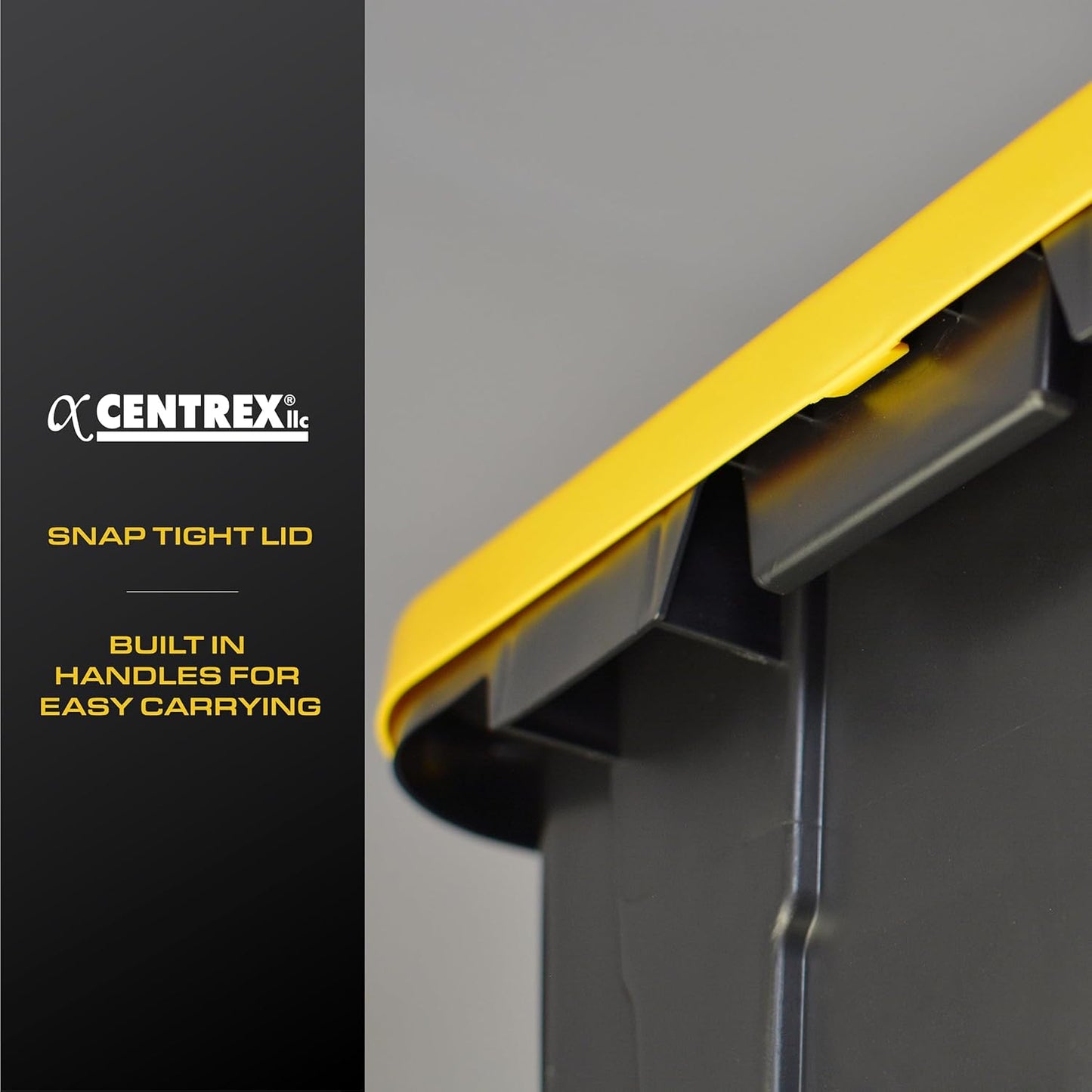 BLACK & YELLOW, 17-Gallon Heavy Duty Tough Storage Container & Snap-Tight Lid, (12.5"H x 18"W x 26.9"D), Weather-Resistant Design and Stackable Organization Tote [2 Pack]