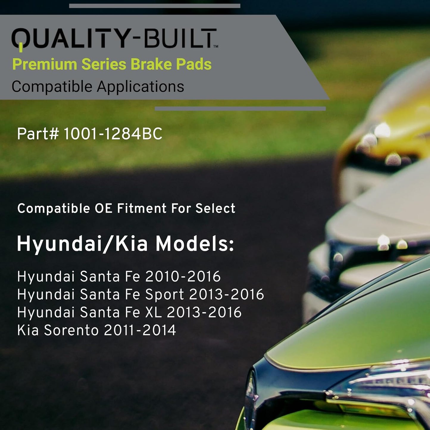 Premium Ceramic Rear Brake Pads (1001-1284BC) Compatible with Hyundai Santa Fe 2010-2016, Hyundai Santa Fe Sport 2013-2016, Hyundai Santa Fe XL 2013-2016, Kia Sorento 2011-2014