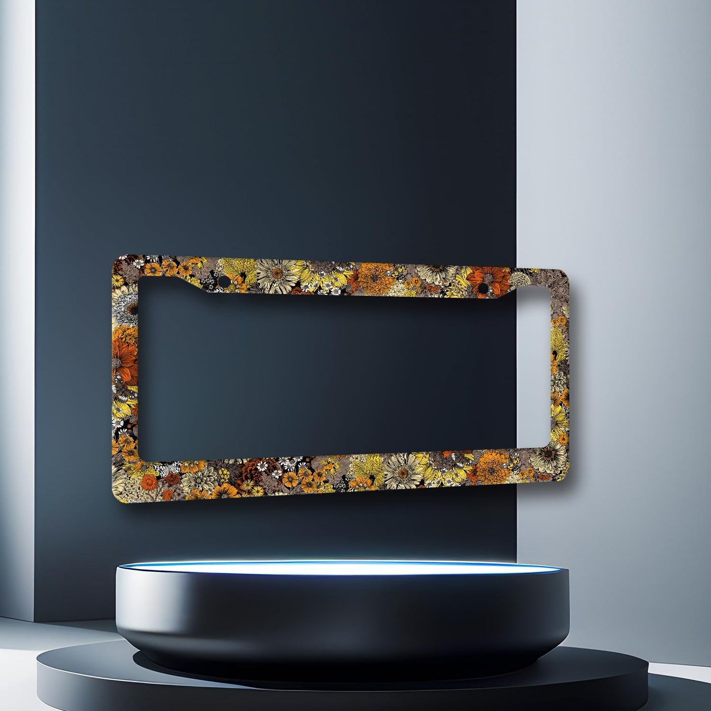 Vintage Sunflowers License Plate Frame Flowers License Plate Holder Stainless Steel Funny Colorful Car Accessories Decoration 6.3" X 12.3" With2 Holes Screws