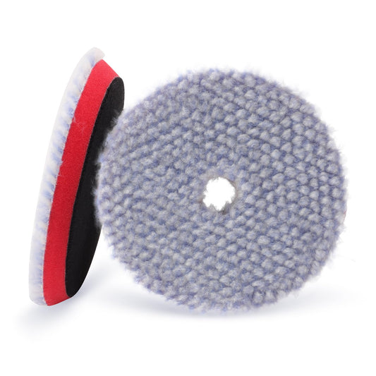 SPTA Wool Polishing Pad, 2Pcs 5''(125mm) Coarse Wool Cutting Pad, Coarse Woolen Pad BlueWool Buffing Pads Set with Hook and Loop for Heavy Cut for Car Polisher, Buffing and Polishing