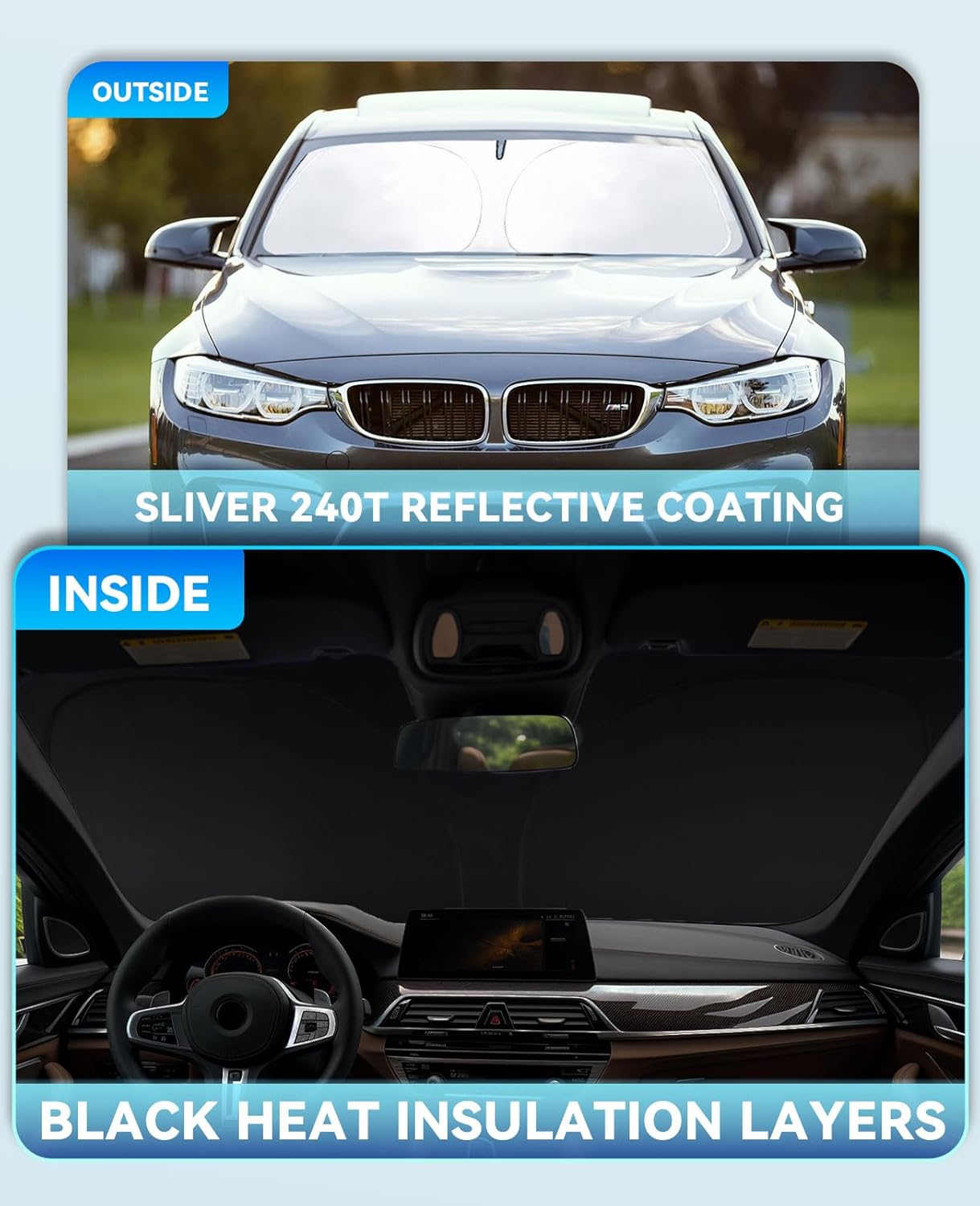 Sun Shade for Forester Windshield Sunshades for Forester 2019-2022 2023 2024 2025 Windshield Cover Front Window Shields Car Interior Accessories Upgrade Sun Visor Protector Blocks UV Rays