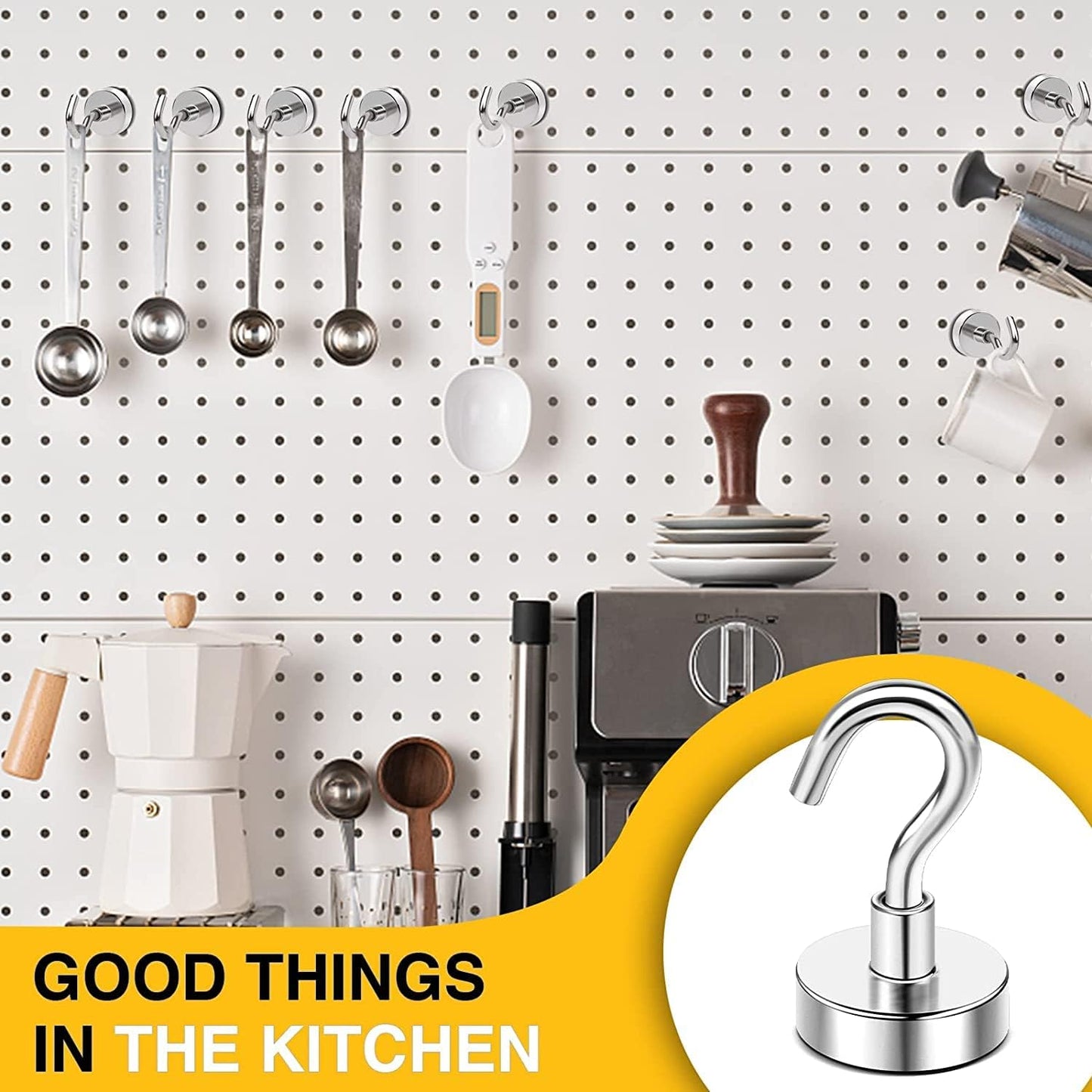 DIYMAG Magnetic Hooks, 30Lbs Strong Heavy Duty Cruise Magnet S-Hooks for Classroom, Fridge, Hanging, Cabins, Grill, Kitchen, Garage, Workplace and Office Etc, (200 Pack-Silver),Screw in Hook