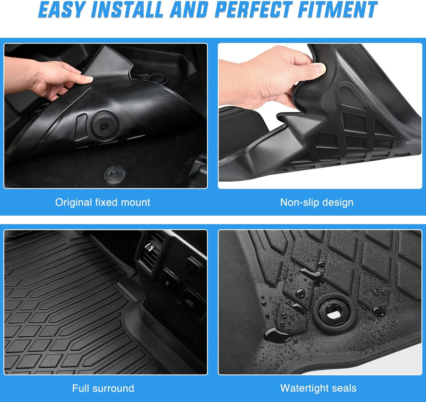 Nilight TPE Floor Mats for 2021 2022 2023 Hyundai Santa Fe 5 Seat (Non-Hybrid),All Weather Custom Fit Heavy Duty Floor Liners