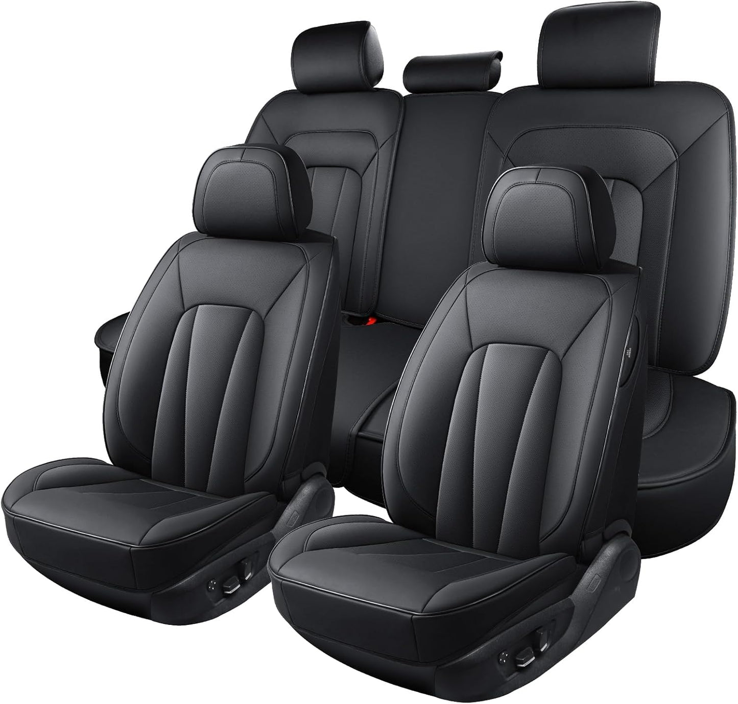 Car Seat Covers,5 Seats Automotive Seat Covers,Breathable Car Seat Protector Waterproof Leather Car Seat Covers for SUV, Sedans and Trucks，Luxury Full Wrapping Edge Seat Covers,Black