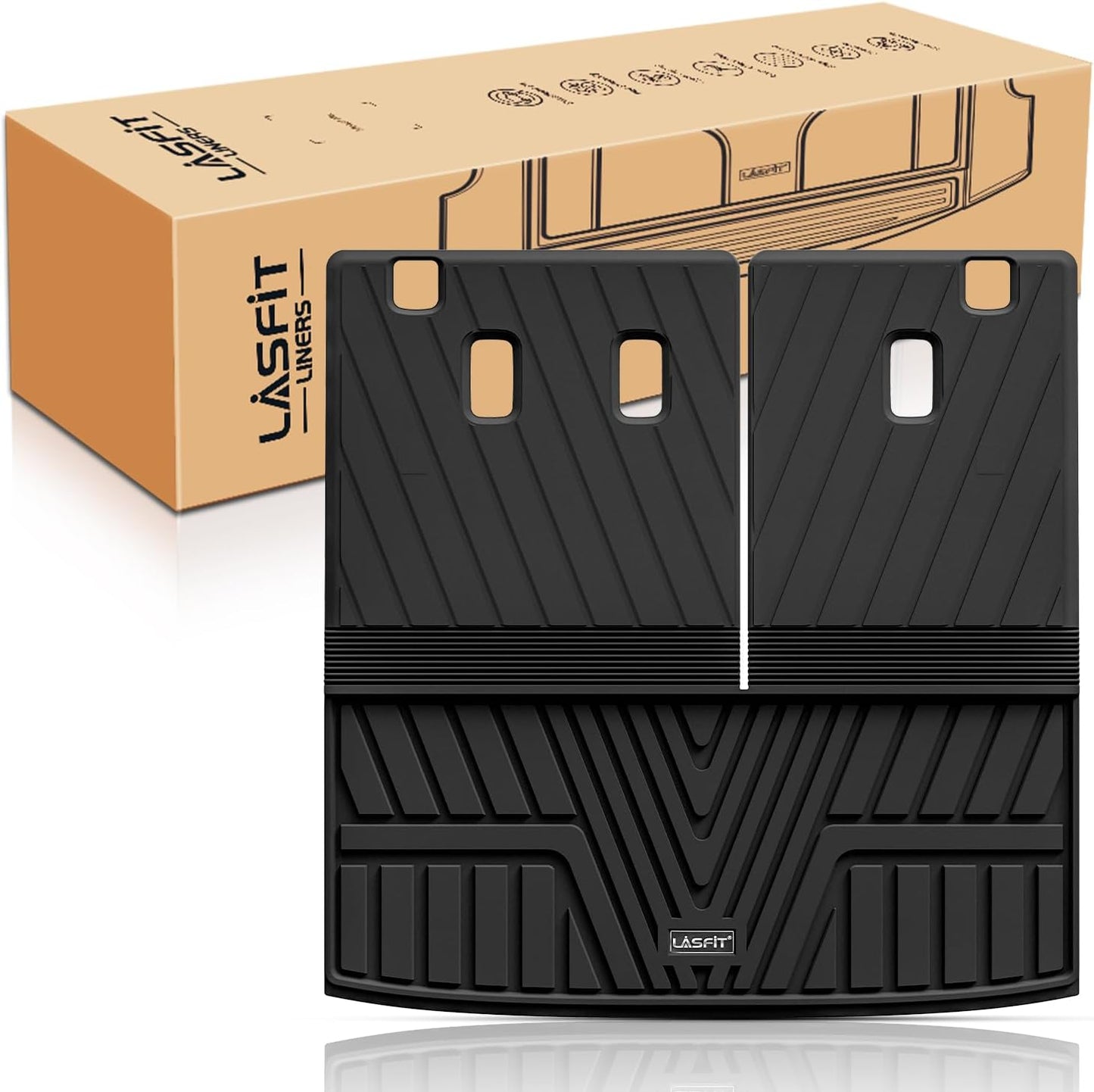 LASFIT Trunk Mat with Backrest Mat for Honda Pilot 2016-2023 2024 2025, All Weather TPE Custom Fit Pilot Cargo Mat Cargo Liner Cargo Tray Trunk Liner Trunk Tray with Seatback Cover, Black