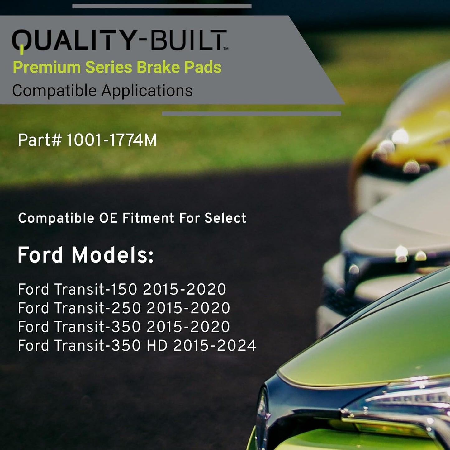 Premium Semi-Metallic Front Brake Pads (1001-1774M) Compatible with Ford Transit-150 2015-2020, Ford Transit-250 2015-2020, Ford Transit-350 2015-2020, Ford Transit-350 HD 2015-2024