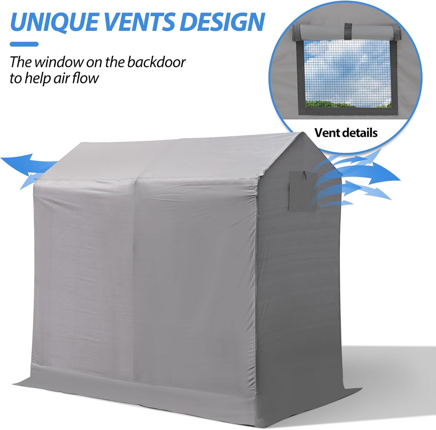 Outdoor Storage Shed 6 x 3Ft Heavy Duty Portable Storage Shelter with Roll-up Zipper Door for Bike, Mower, Garden Storage