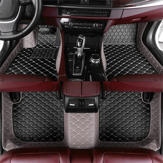 Custom Car Floor Mat Compatible with BMW Mercedes-Benz Toyota Cadillac Lexus Honda Infiniti Nissan Hyundai Kia Audi All Models Cars Sedans SUVs Automotive Mats (Edge Gray Middle Black Beige)