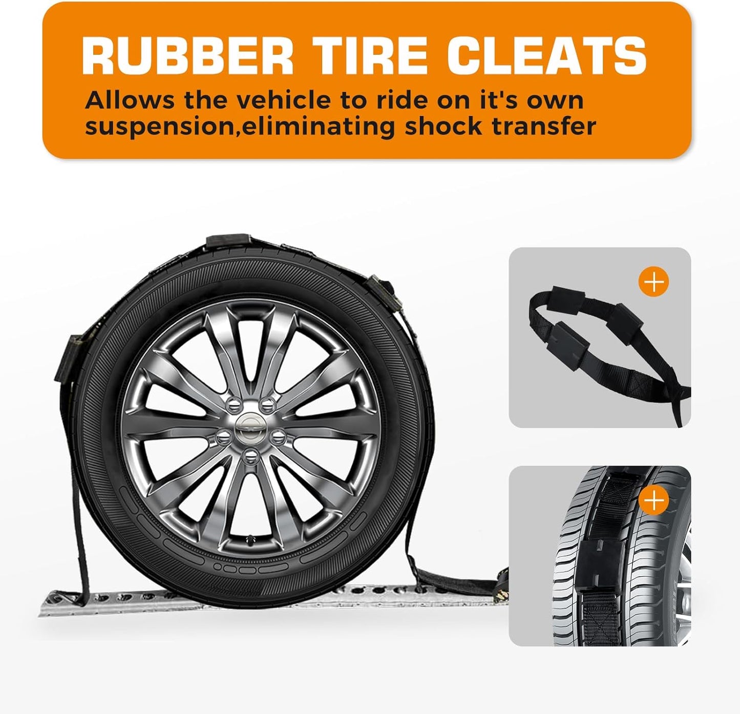 Kingfun Heavy Duty Car Tie Down Straps for Trailers 4 Pack - 2" x 120" Tire Straps with 10,000 lbs Break Strength, Secure Wheel Strap for Car Hauler, Truck, SUV, and Utility Trailers