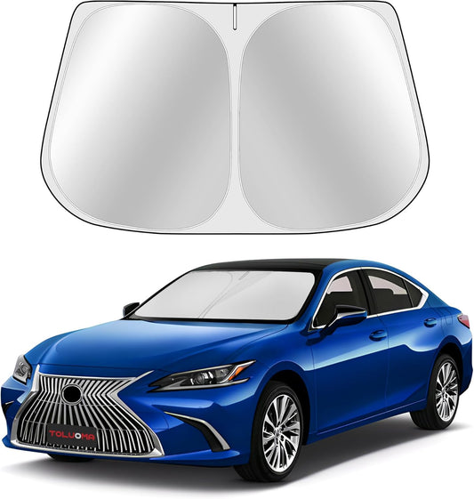 Custom Fit Windshield Sun Shade for Le-xus ES Sedan ES250 ES300h ES350 2019-2025 - Full Coverage, 210T Reflective Fabric, Double-Layer Design - Blocks 99% UV Rays, Easy to Install and Store