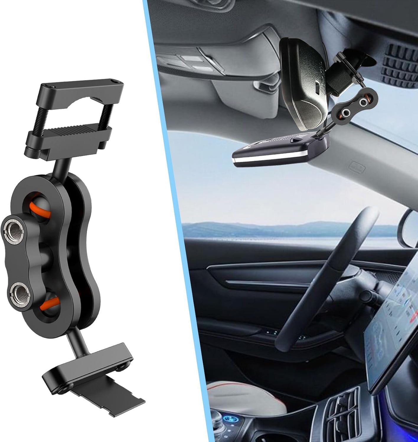 Radar Detector Rearview Mirror Rod Mounting Bracket and Radar Direct Power Cord Hardwired Kit and Fuse Tap(for Escort Max / Max2/ MAX360 Radar)