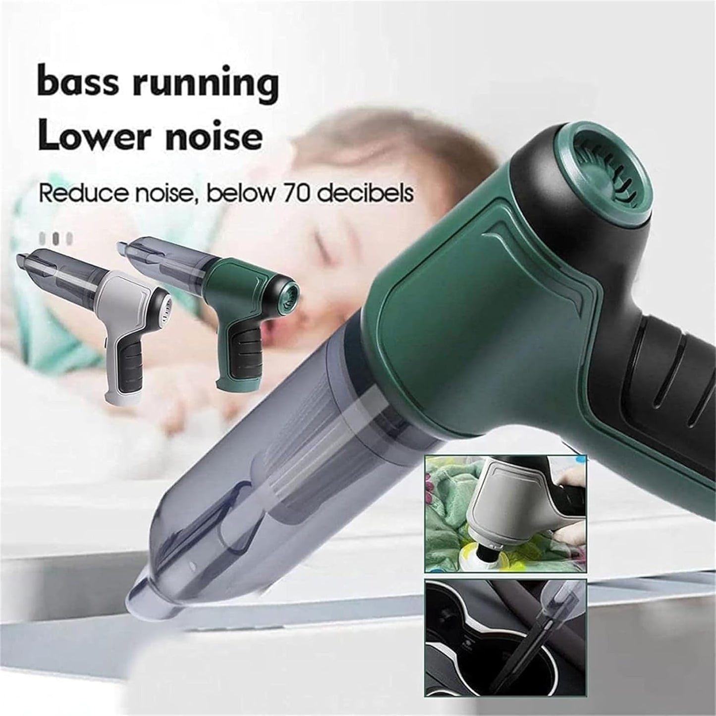 Vortix Smart Car Vacuum/Air Blower,Vortix Electric Air Duster & Vacuum,12000pa High Power Brushless Motor Wireless Handheld Car Vacuum Cleaner with Washable Filter & Storage Bag (Green)