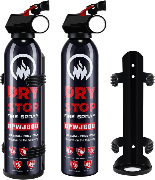 2Pack Dry Stop Fire Spray for Home - Auto Fire Extinguisher for Truck Vehicle, 600g Dry Chemical Powder A B C Fire Extinguisher for Kitchen, Car, Boat, Marine, Portable Use (2 Blue)