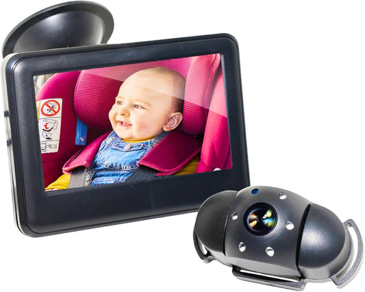 Baby car seat mirror camera - BabyCam 4.3" LCD Rear Seat Mirror - Wide-Angle Camera & Night Vision - Easy Plug & Play Install - Safe Baby Monitoring in Car - Maxi Baby