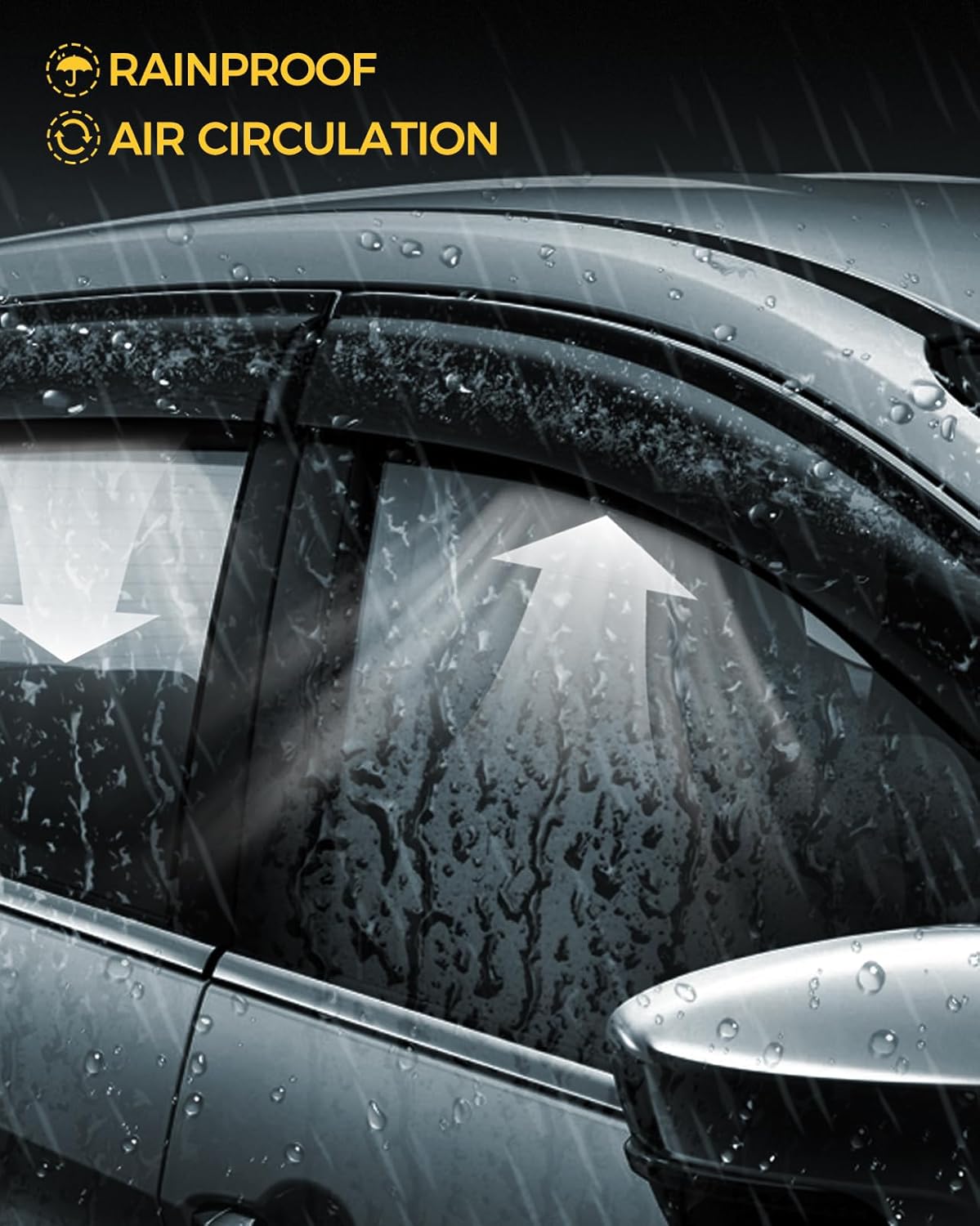 Rain Guards for Car Windows, Tape-On Window Visors Rain Guards Fit for 2022-2024 Toyota Tundra Crew Max, Window Deflectors, Vent Visors for Toyota Car Accessories, 4 Pieces