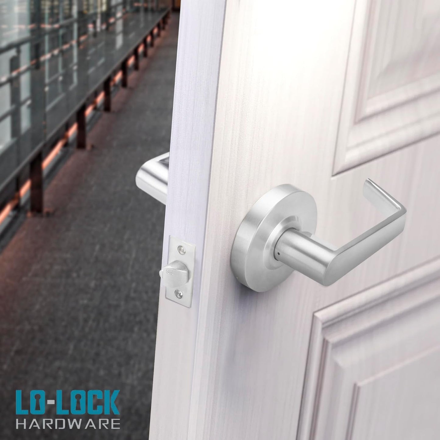 Commercial Lever Door Lock - Heavy-Duty Locking Door Handle, ADA Door Handles, Cylindrical Lever Lock, Non-Handed Grade 2 Industrial Door Handle, 26D Satin Chrome, Passage/Closet