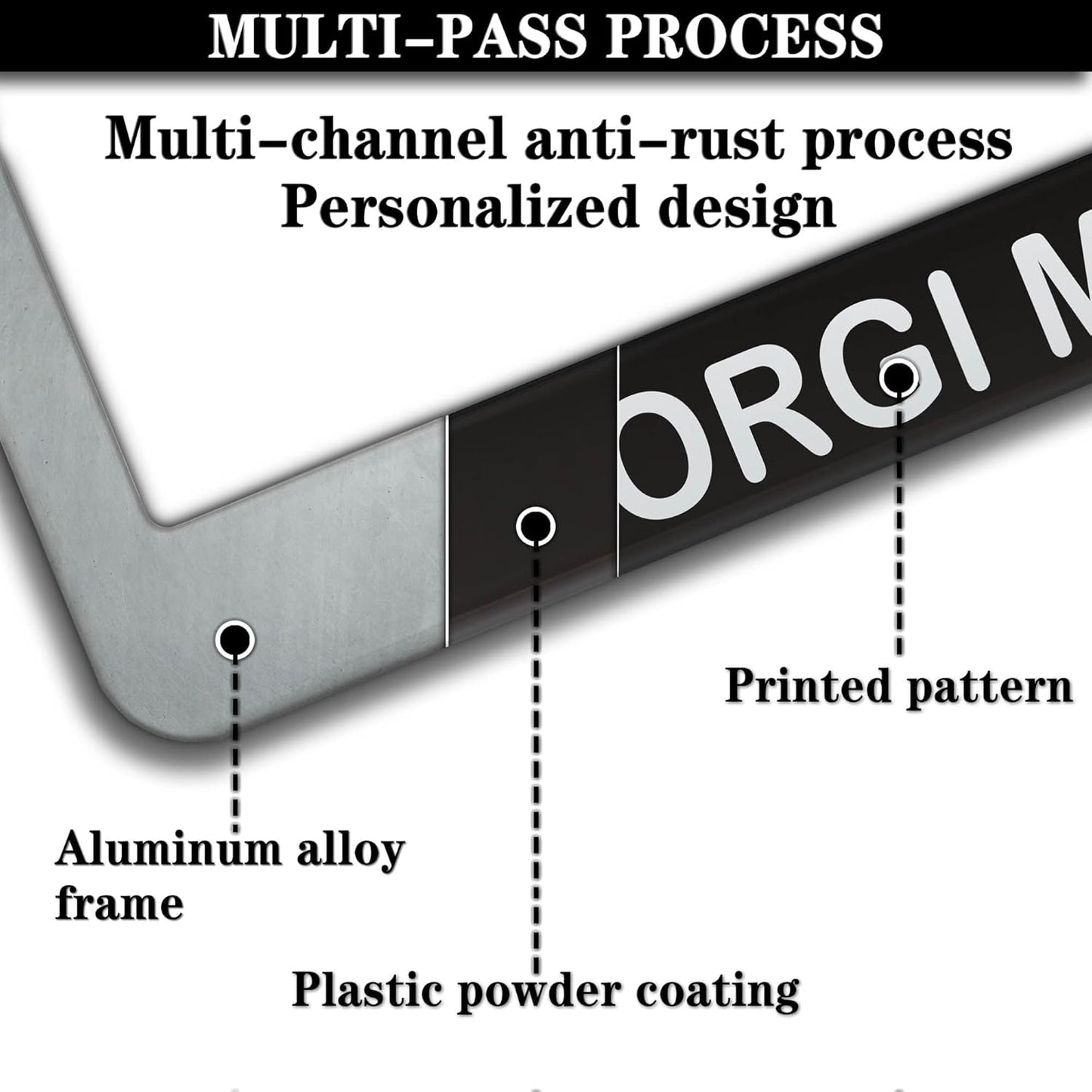 License Plate Frames for Women Black and White License Plate Frame for Men Corgi Mobile Aluminum Metal Car Accessory 2 Pack with Screw Covers Set
