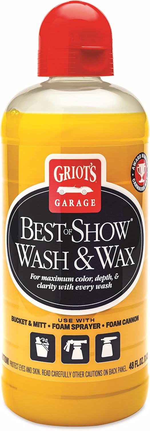 Griot's Garage Best of Show Wash and Wax for Car Detailing and Cleaning, Carnauba-Packed Coating, High Gloss Shine and Protection for Auto Paint, 10887, 48oz