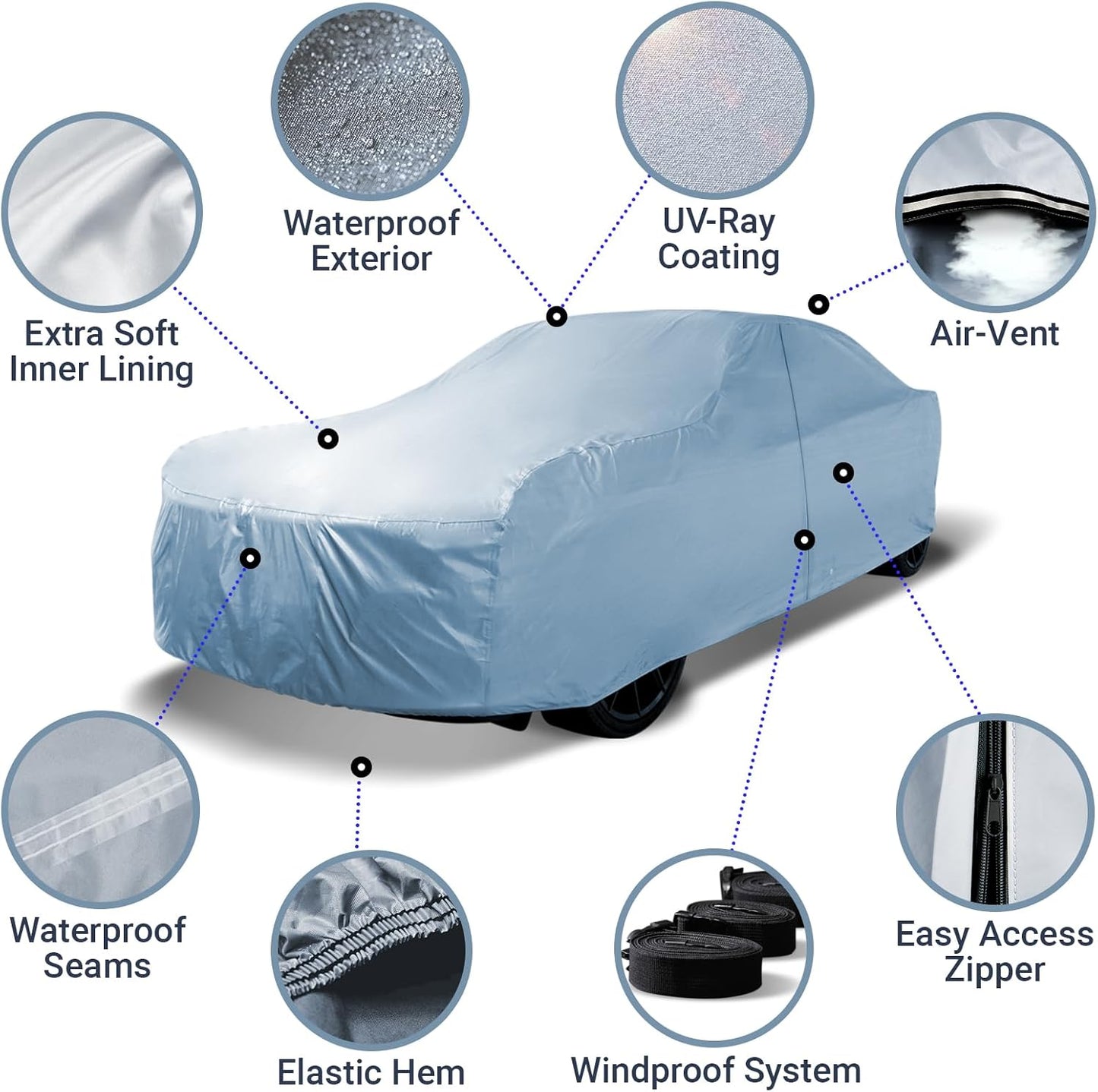 iCarCover Custom Car Cover for Chevy Corvair 2-Door, 4-Door, Waterproof All Weather Rain Snow UV Sun Protector Full Exterior Indoor Outdoor Car Cover (Year Fits 1960-1969)