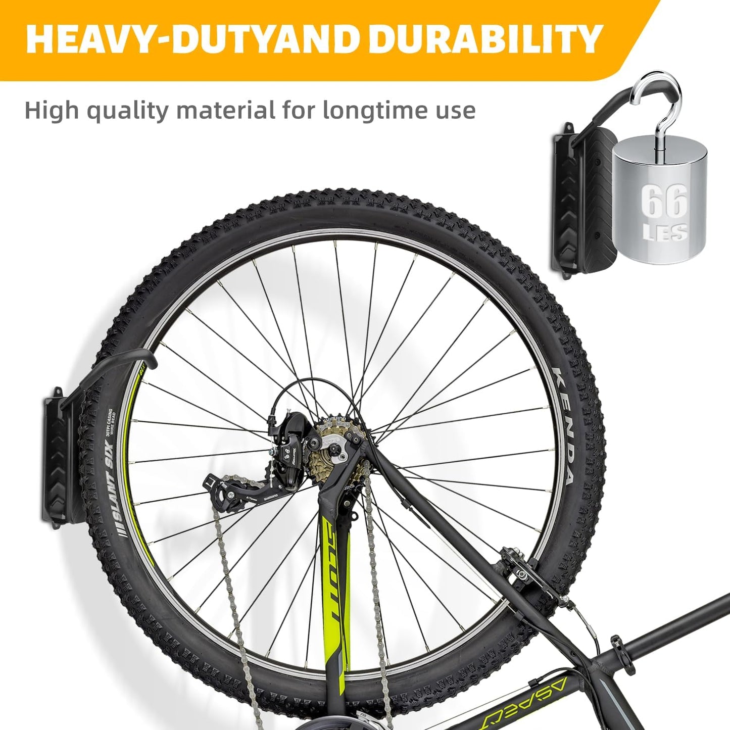 Bike Rack Wall Mount, Garage Wall Bike Rack, Vertical Bike Rack Holds Up to 66lbs, Garage Space Saving Sturdy Wall Bike Rack,Bike Hanger for MTB, Road, eBike, Easy to Install