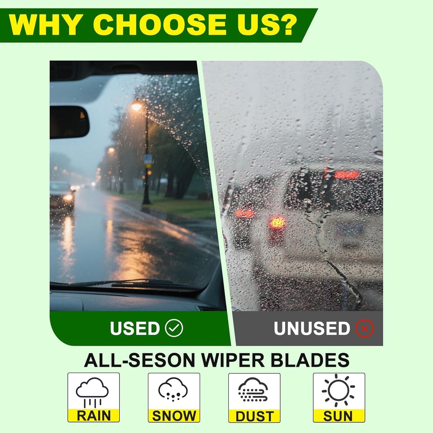 QUALITY 24in + 24in Premium All-Season Windshield Wiper Blades for Original Equipment Replacement(Set of 2)
