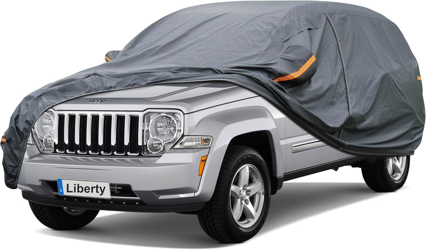 Premium Car Cover Custom Fit Jeep Liberty (2000-2025), 16 Layers Heavy Duty Car Cover Waterproof All Weather with Zipper Door for Sun Rain Snow Dust Uv Protection