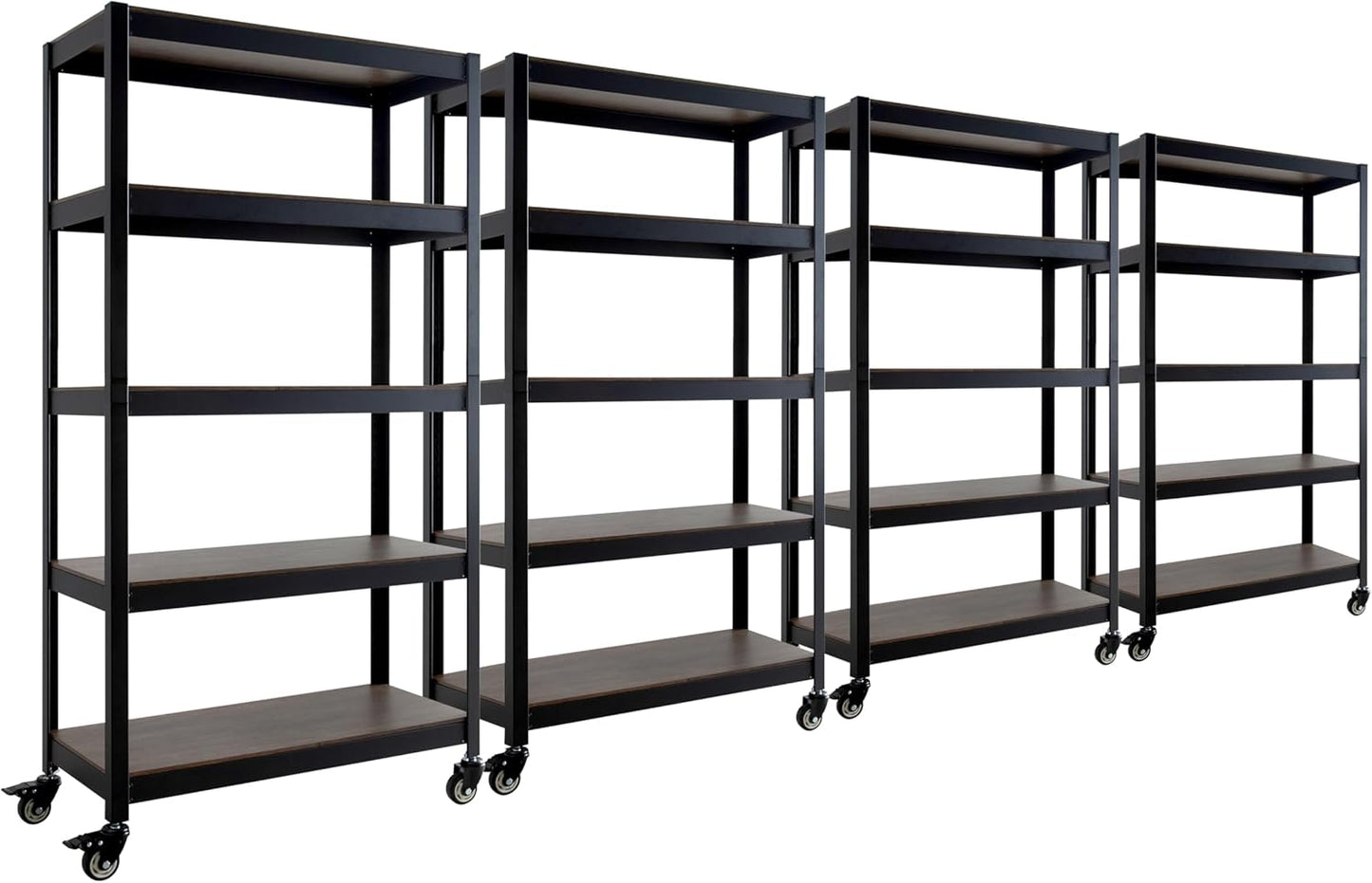 HOMEDANT House 5-Tier Metal Rolling Cart Shelf Rack Casters Heavy Duty Laminated Wheel Shelving Unit Adjustable Utility Storage Shelves Organizer Shelf Kitchen Garage 36.2" W x 16.5" D x 69.5" H 4Pack